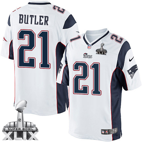 Youth Elite Malcolm Butler Super Bowl XLIX Nike Jersey White Road - #21 NFL New England Patriots